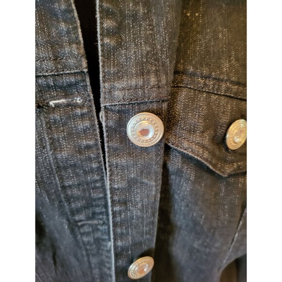 Black Wash Denim Jacket with Rhinestone Buttons Baccini 1X Glam Whimsygoth y2K - Picture 4 of 7